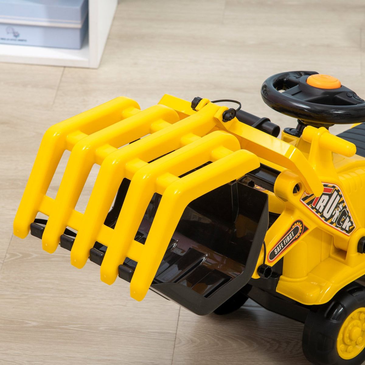 Ride-On Excavator With Shovel, Horn And Sound Effects, Storage Space, For 3-4 Years, Yellow + Black