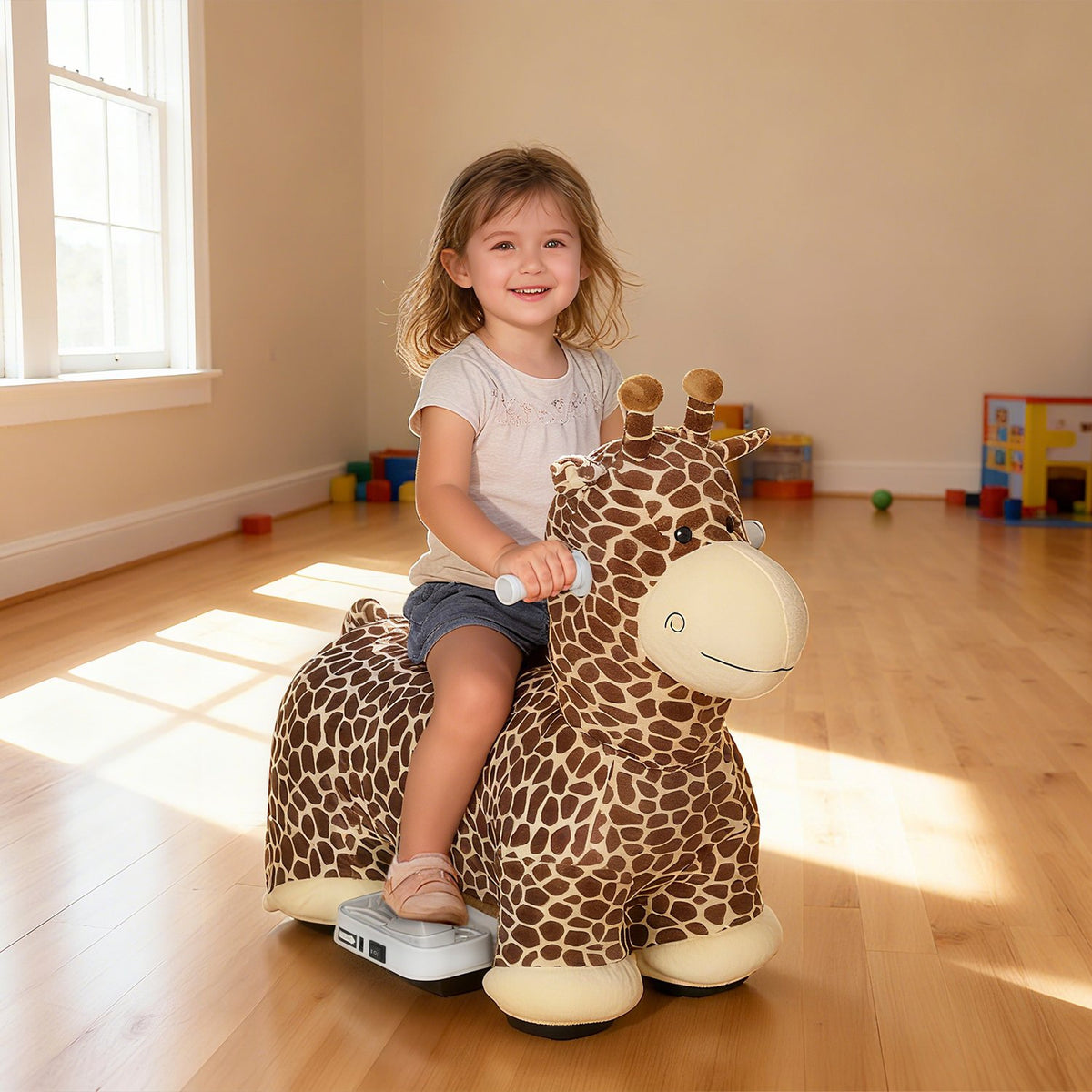 Ride-On Giraffe Toy, Battery-Powered, Washable Cover, Ages 1.5-5