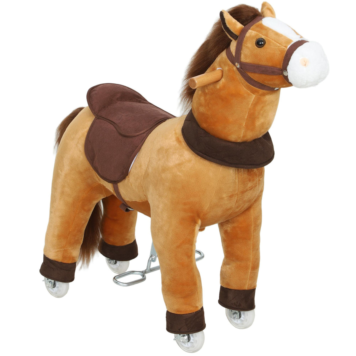Ride-On Horse for Kids, Soft Fabric, Ages 3-5, Dark Brown