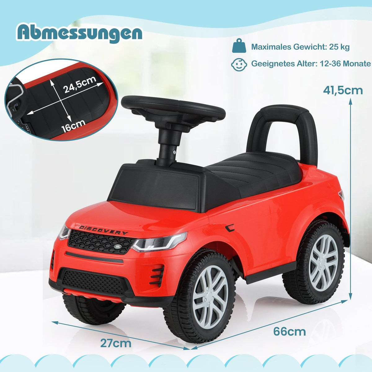 Ride-On Toy Car with Storage, Red – Safe & Fun for Kids
