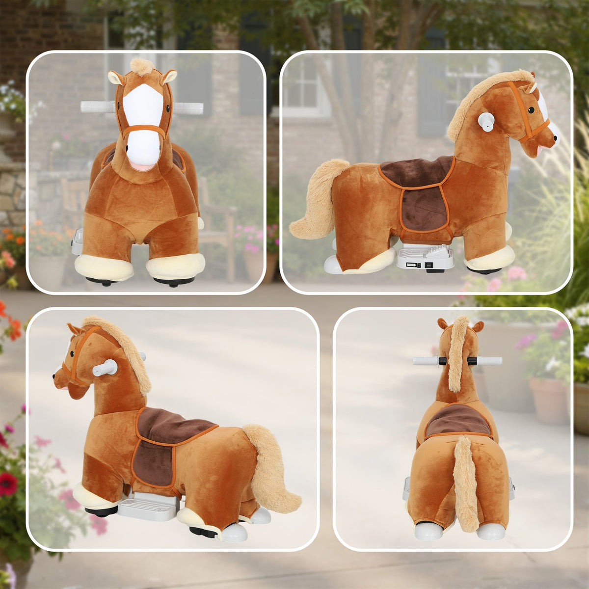 Ride-On Toy Horse for Kids, Soft Cover, Music, 1.5-5 Years