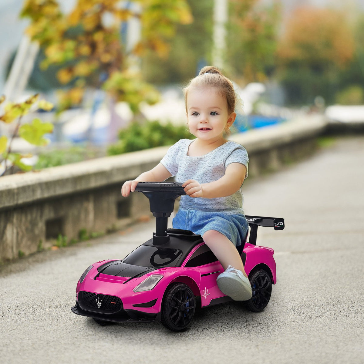 Ride-on car, Bobby car with storage space, horn and music, ride-on vehicle for 1.5-5 years children pink 65 x 29 x 37 cm