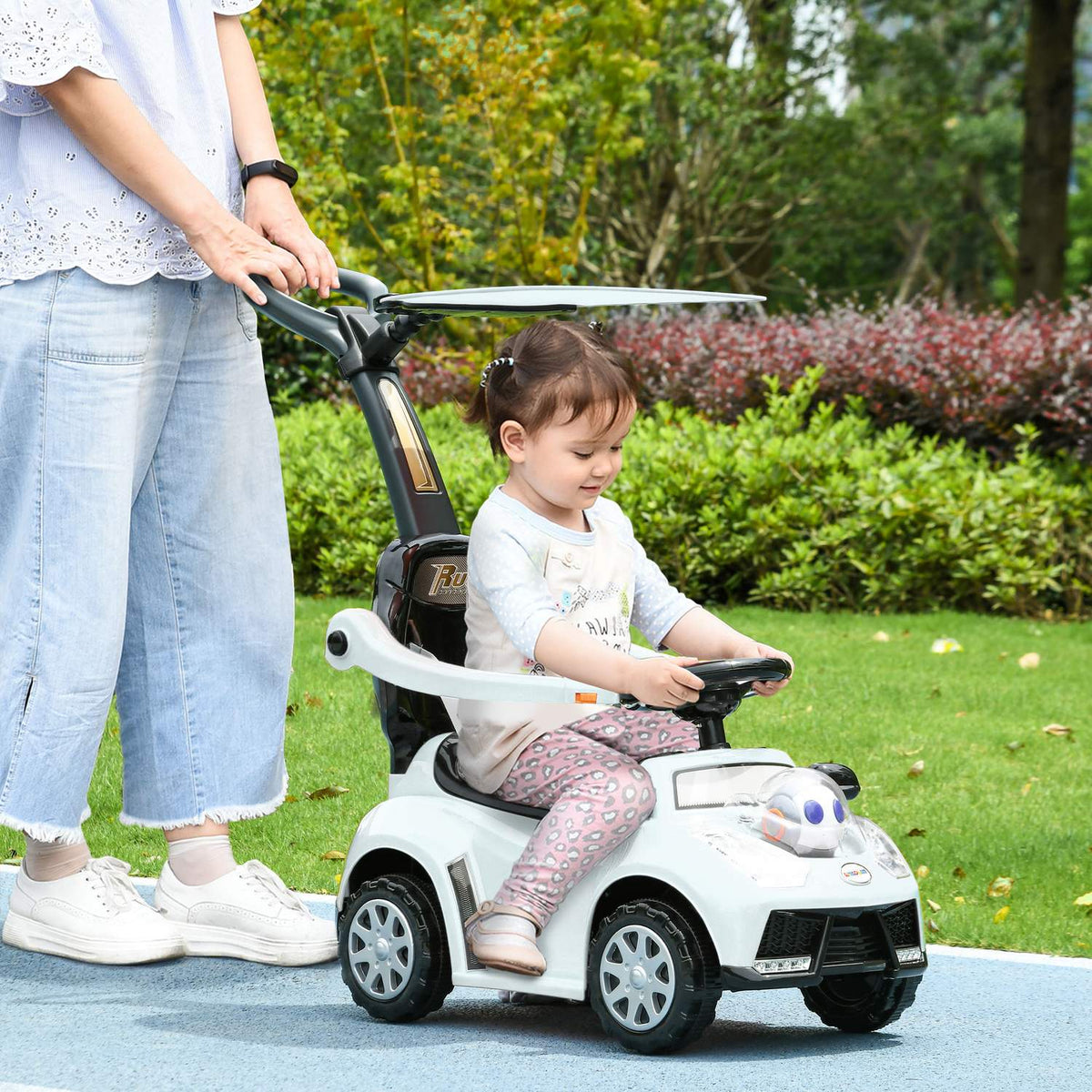 Ride-on car, ride-on, children's car, children's vehicle, push and support bar with backrest, protective bar, walking aid for 12-36 months