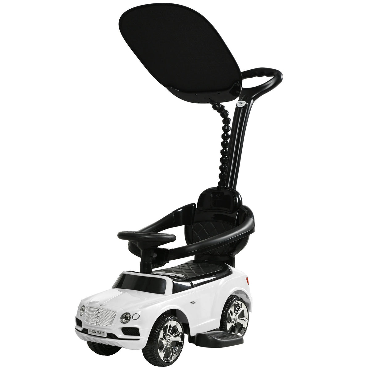 Ride-on car with push bar, 3-in-1 ride-on vehicle with removable top, children's vehicle with tip protection, storage space, for 1-3 years