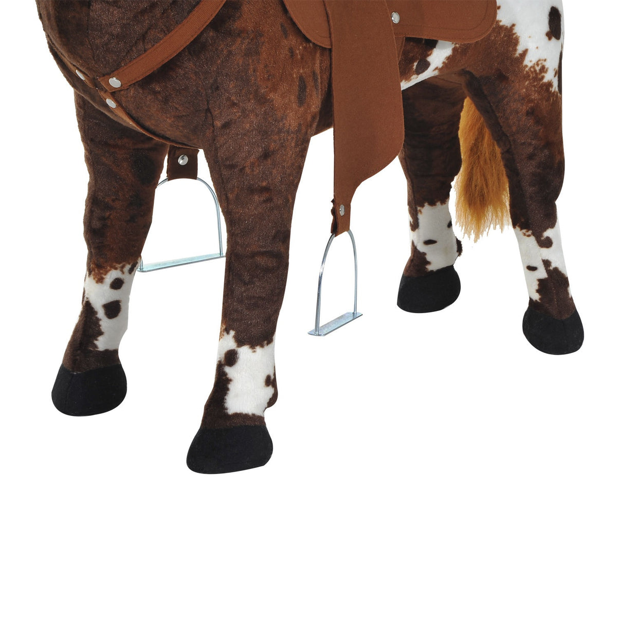 Riding Horse Play Horse Children'S Sound Standing Horse Plush Toy Metal Brown + White 85X28X60Cm