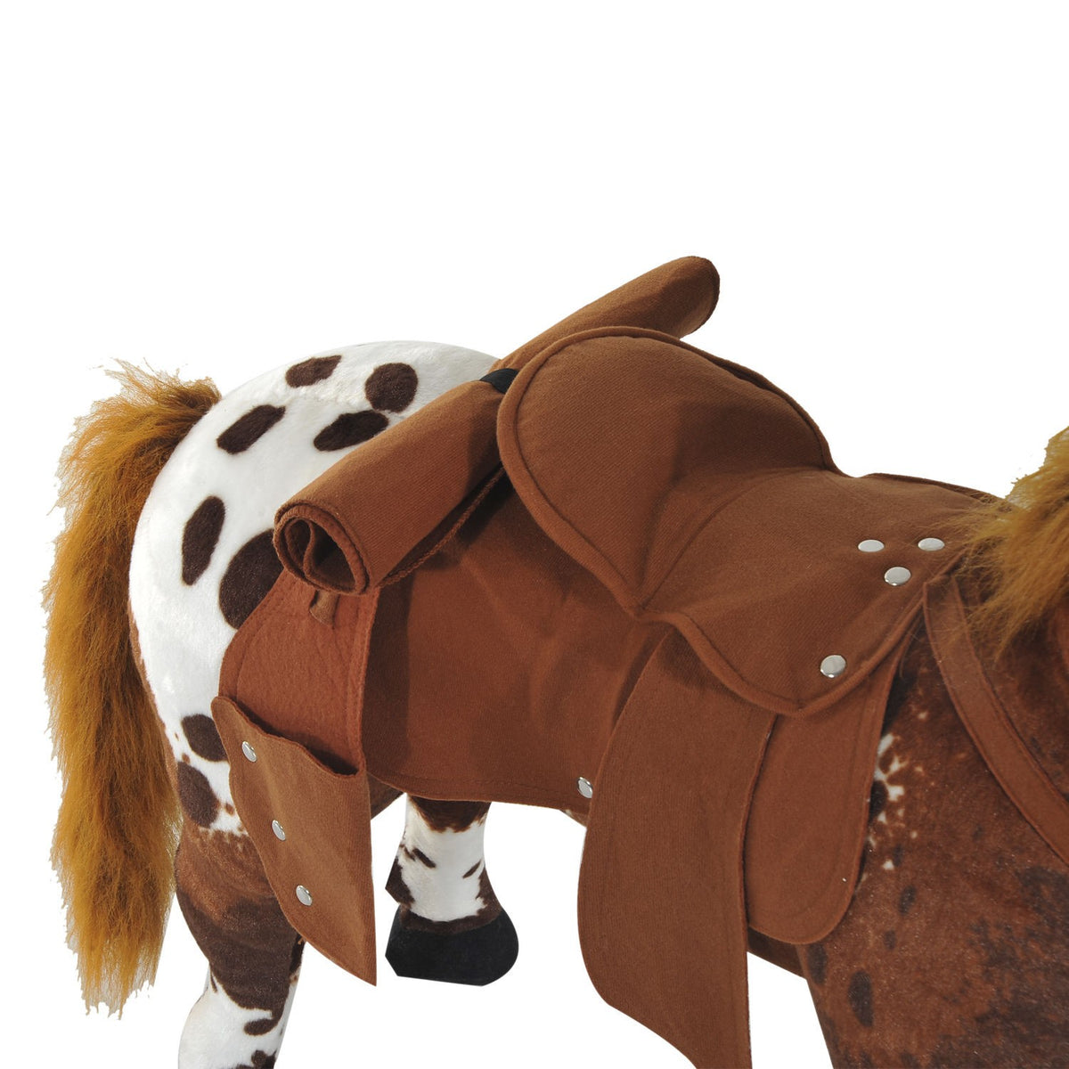 Riding Horse Play Horse Children'S Sound Standing Horse Plush Toy Metal Brown + White 85X28X60Cm