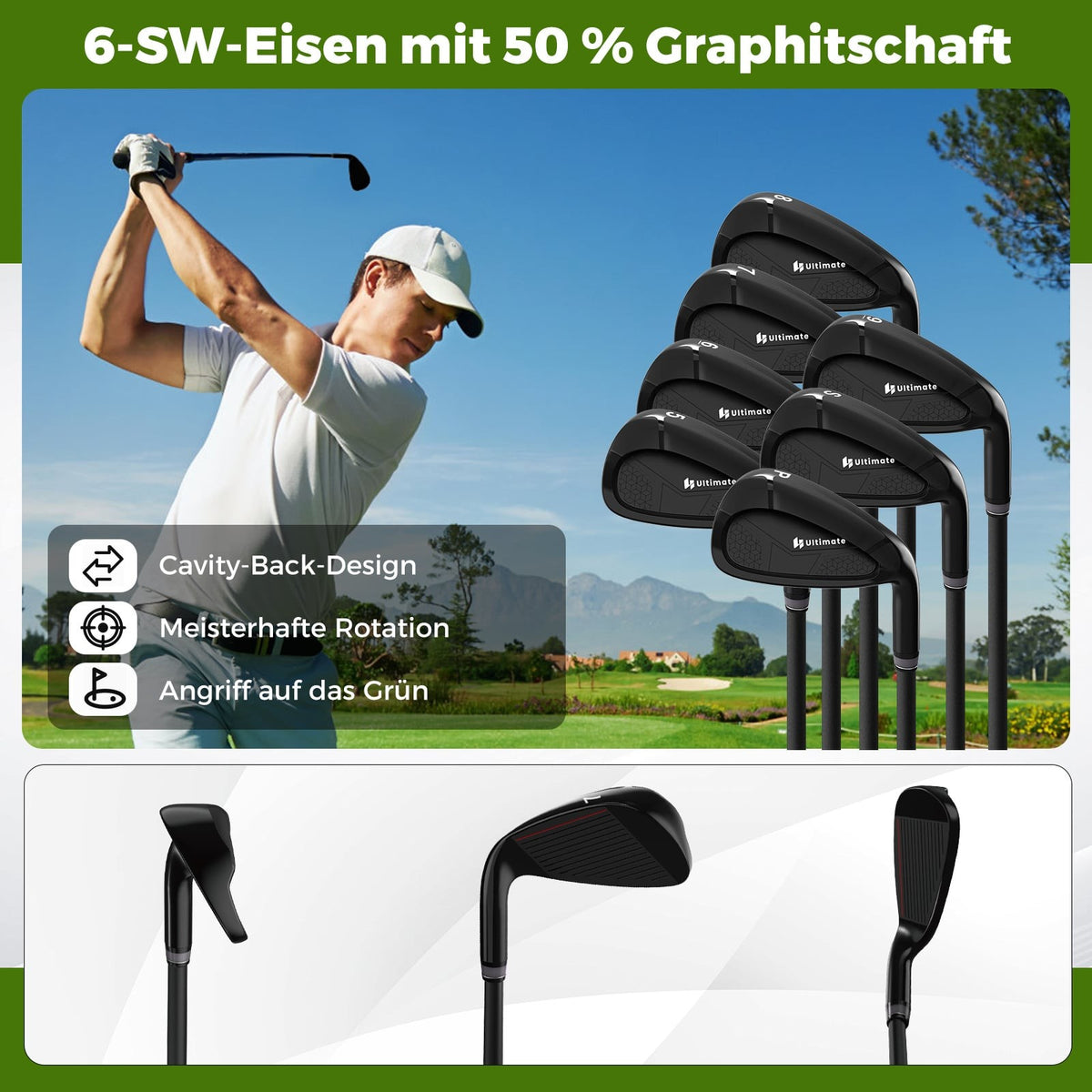 Right-Handed Men's Golf Club Set with Stand Bag