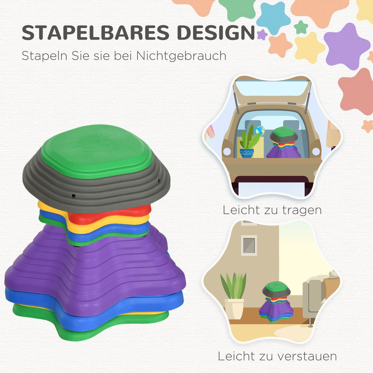 River Stones, 11 Pieces. Balancing Stones, Stacking Stones For Children Balance, Non-Slip Stepping Stones, Can Hold Up To 80 Kg, For Balance