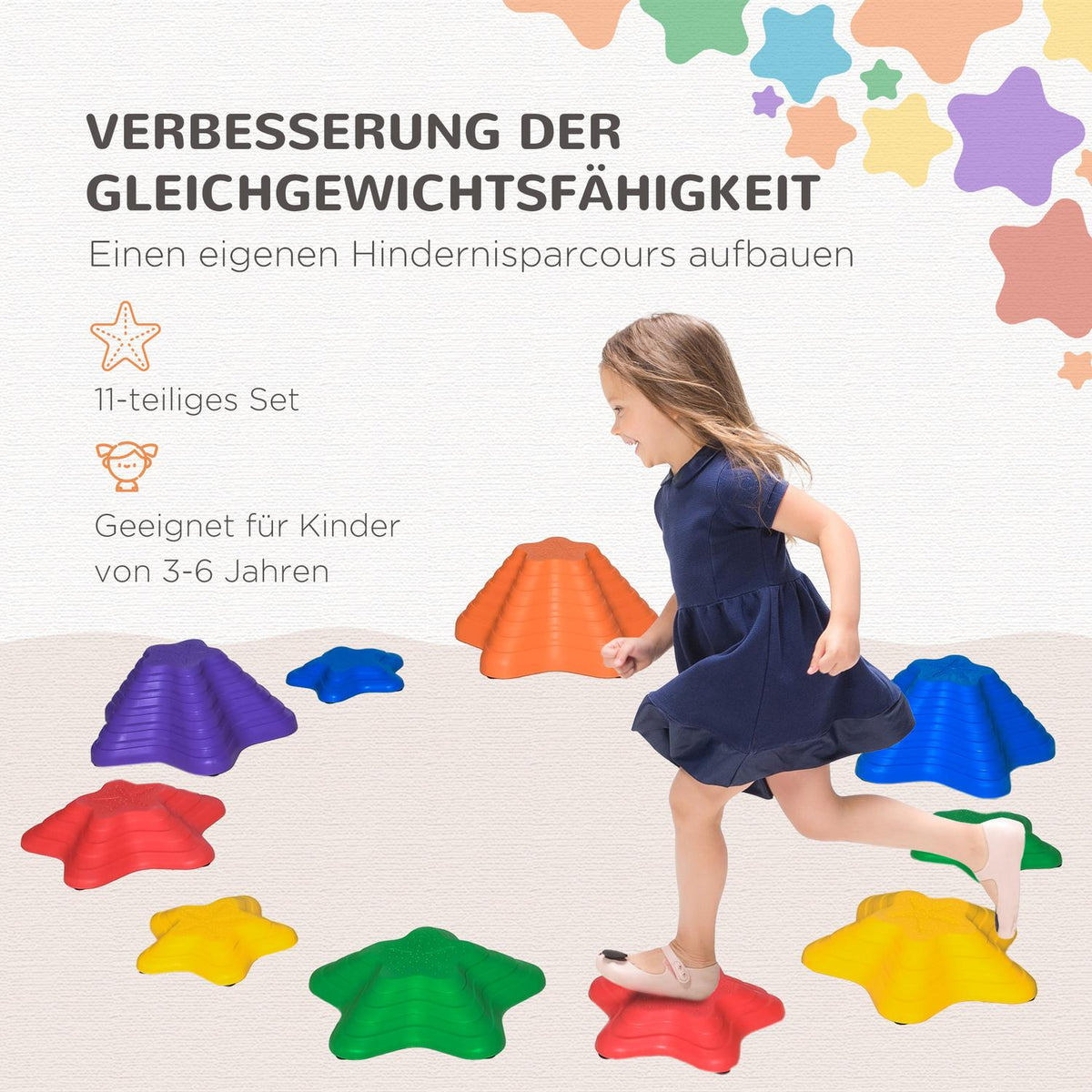 River Stones Set Of 11 Balance Stones For Toddlers, Springboard, Stepping Stones, Up To 80 Kg, Non-Slip