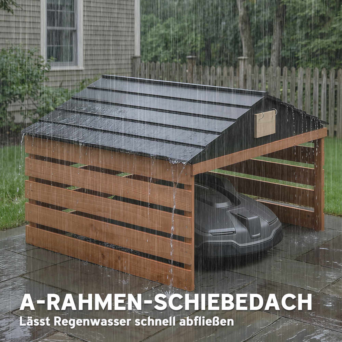 Robotic Lawn Mower Wooden Garage, Weatherproof, 79x74x54 cm