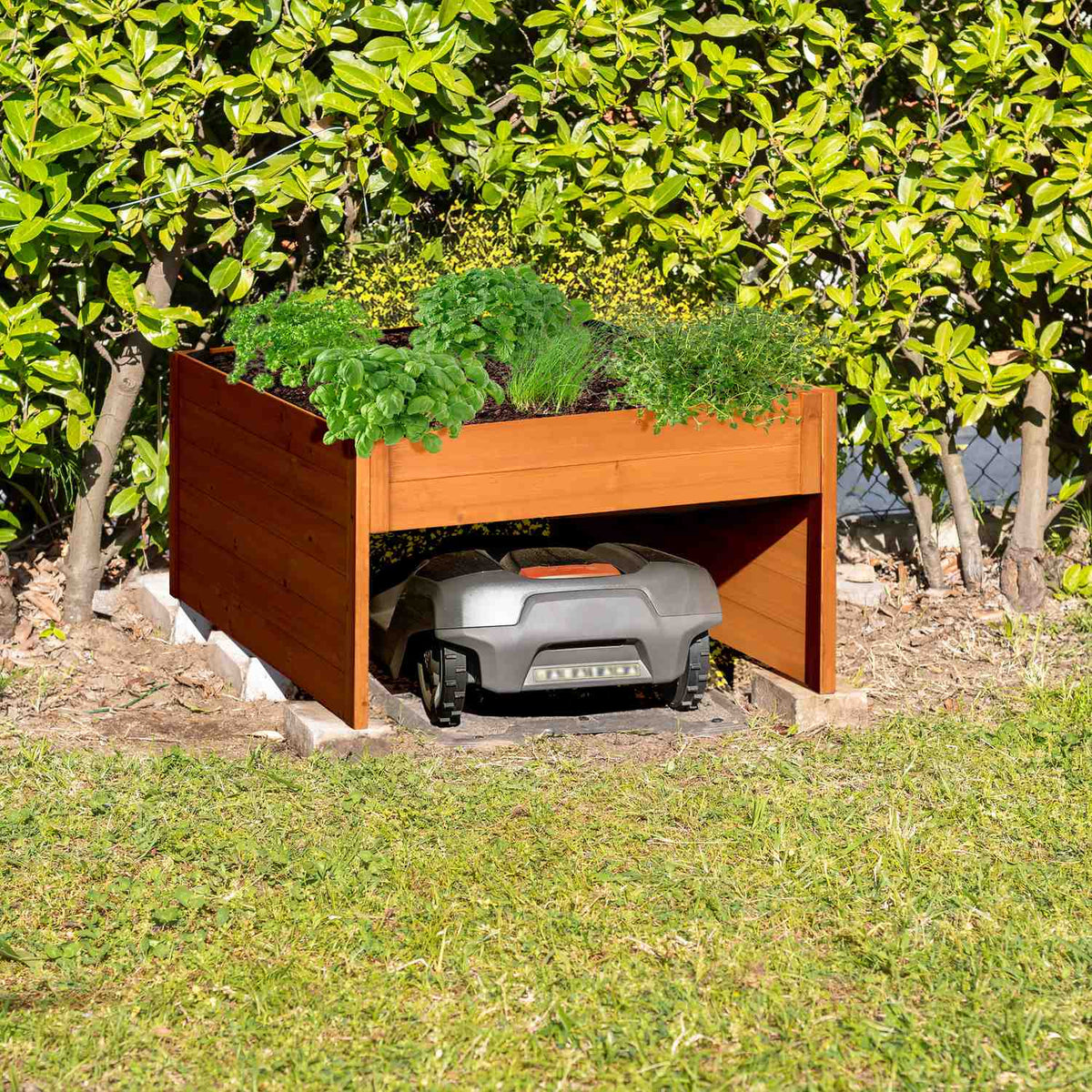 Robotic Lawnmower Garage with Planter Bed