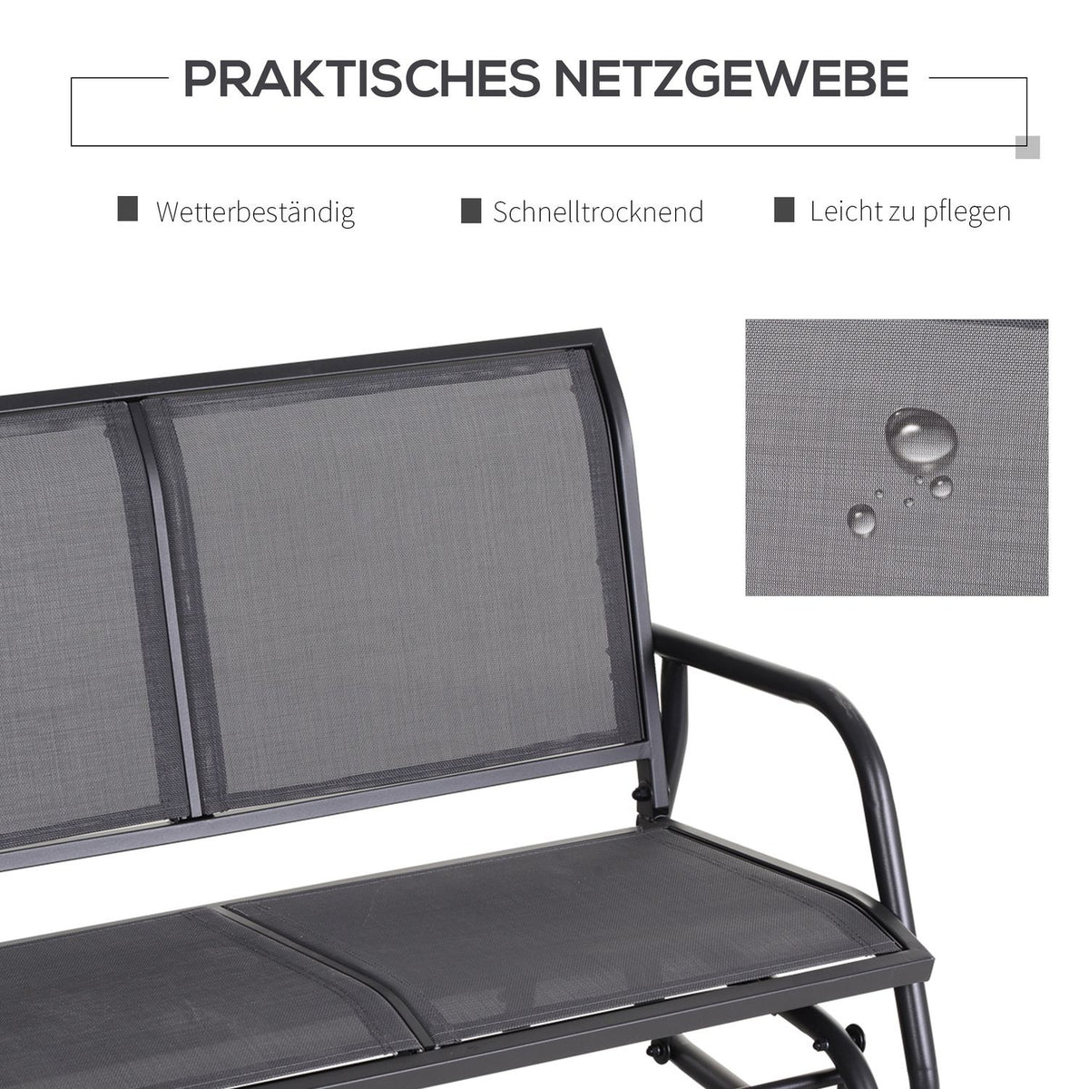 Rocking Chair 2-Seater Garden Bench Garden Swing Seat Park Bench Metal Garden Furniture Gray 120 X 70 X 85 Cm
