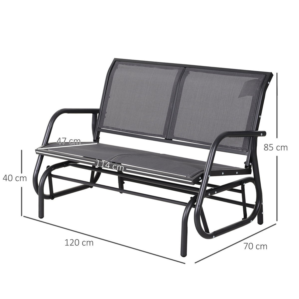 Rocking Chair 2-Seater Garden Bench Garden Swing Seat Park Bench Metal Garden Furniture Gray 120 X 70 X 85 Cm