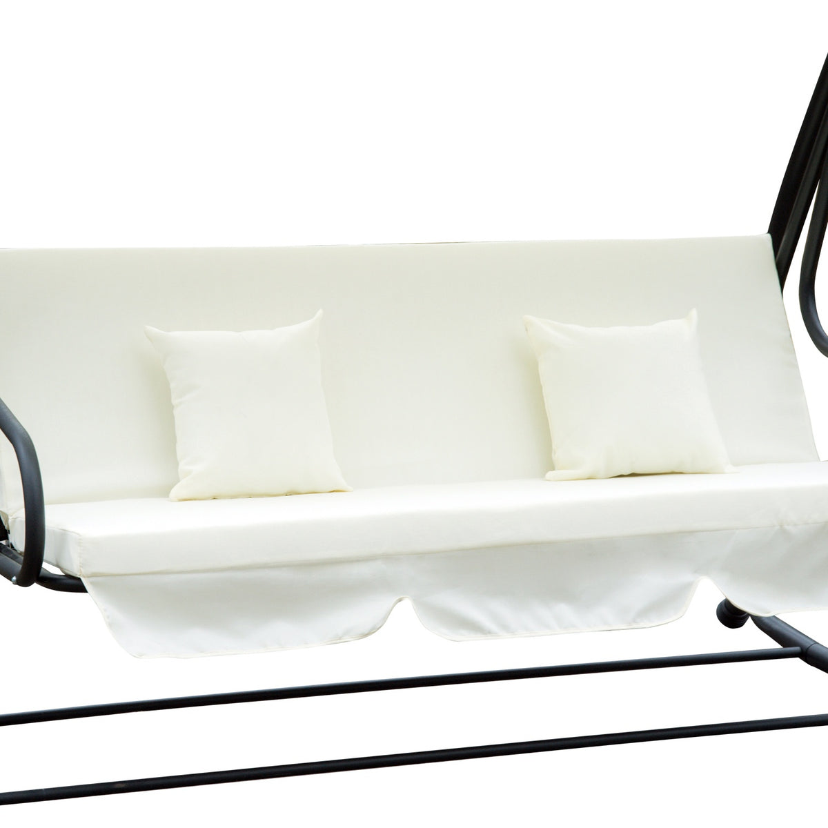 Rocking Chair 3-Seater Hollywood Swing With Seat And Backrests, Tray, Adjustable Roof Angle, Cream