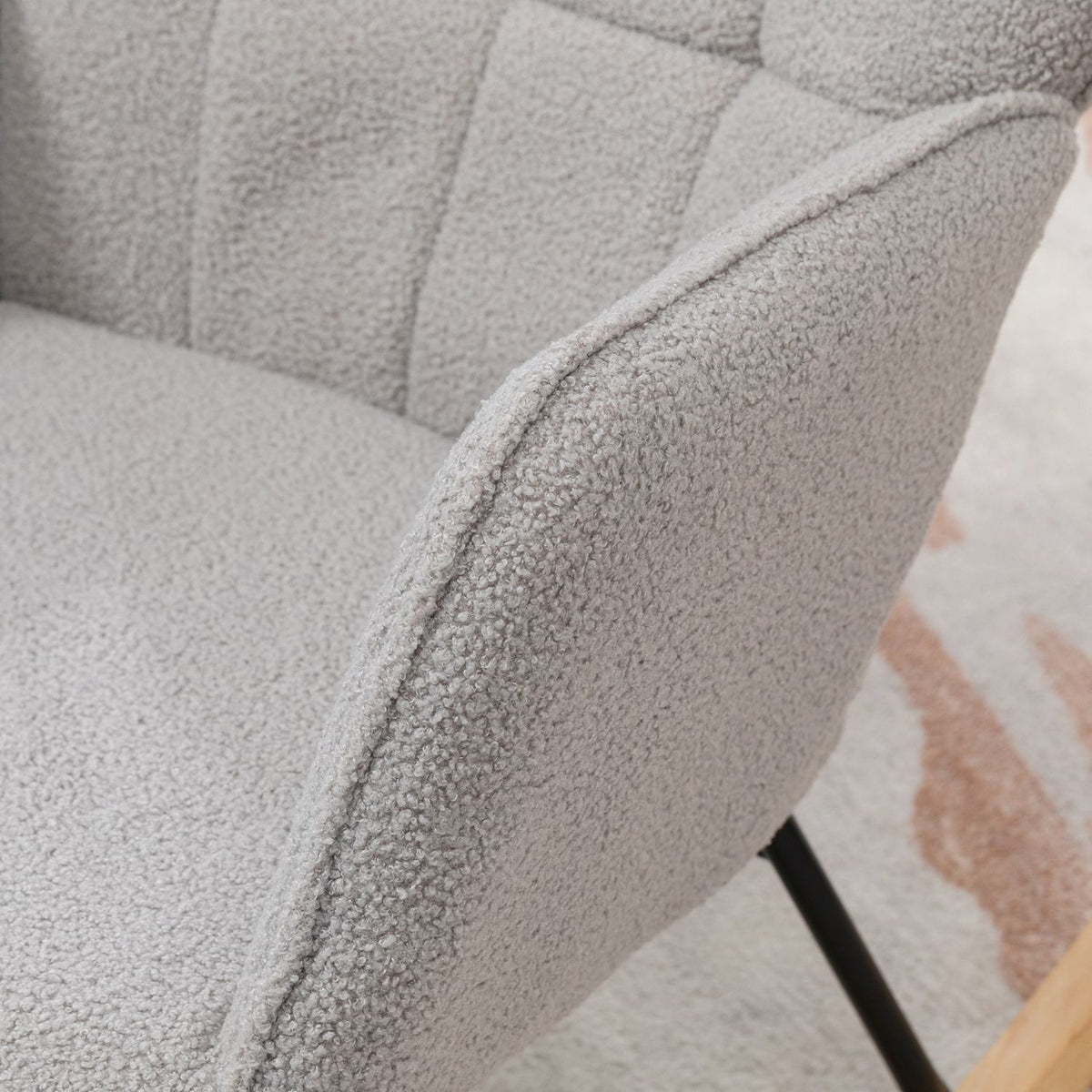 Rocking Chair, Accent Chair, Living Room Chair, Relaxation Chair, Load Capacity Up To 120 Kg, Berber Fleece, Light Gray 71 X 92 X 101 Cm