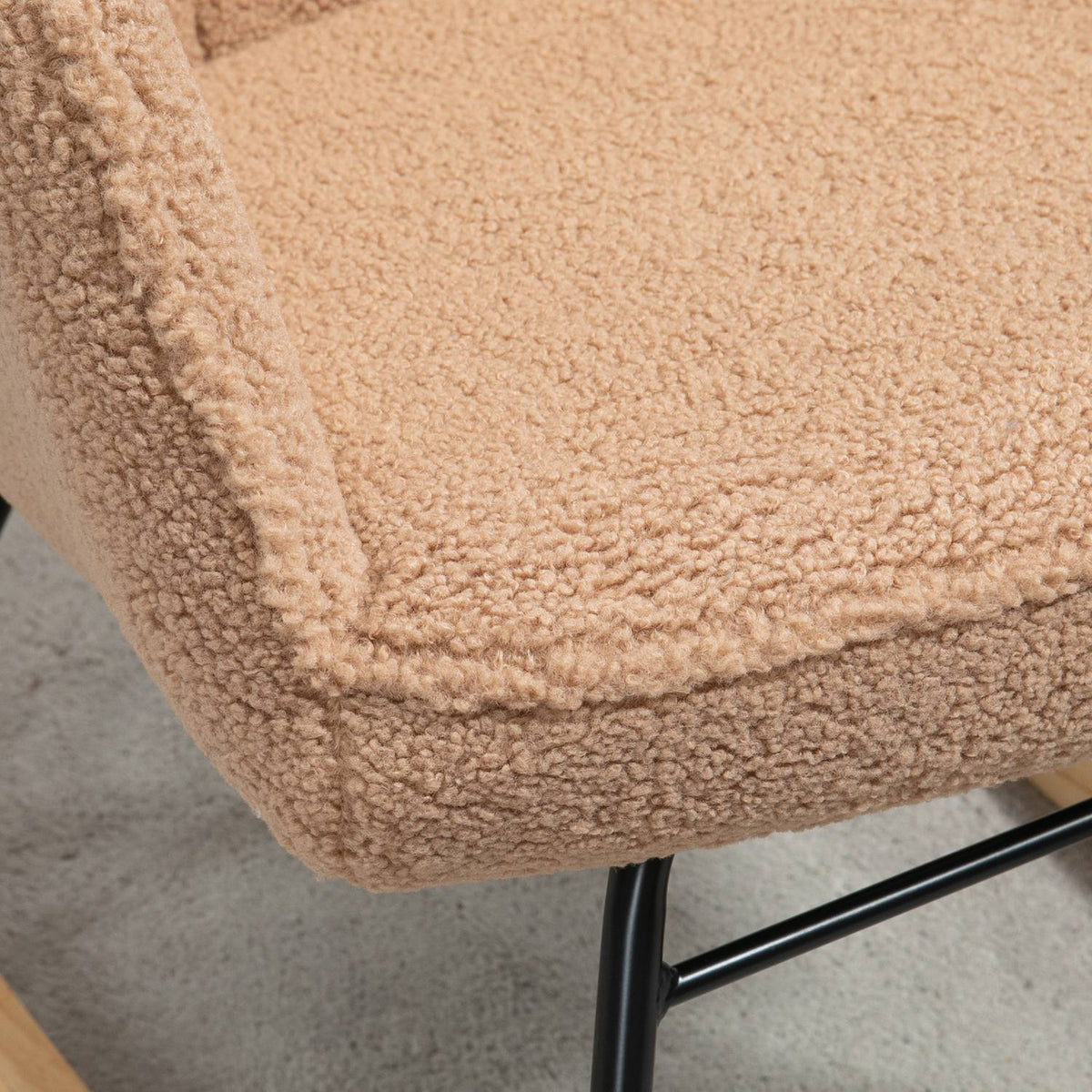 Rocking Chair, Accent Chair, Relaxation Chair In Imitation Lambskin, For Bedroom, Up To 120 Kg, Brown