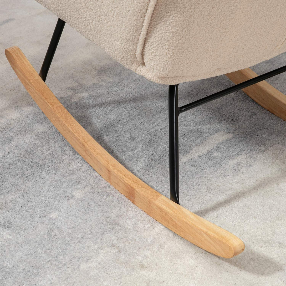 Rocking Chair, Accent Chair, Relaxation Chair With Berber Fleece, For Bedroom, Up To 120 Kg, Beige, 71X92X101 Cm