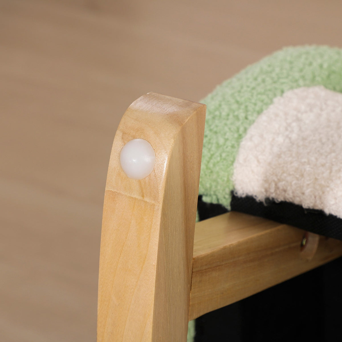 Rocking Chair Children'S Sofa, Cozy Children'S Armchair In Imitation Lambskin, Eucalyptus Wood, Green, From 3 Years, Perfect For Children'S Rooms