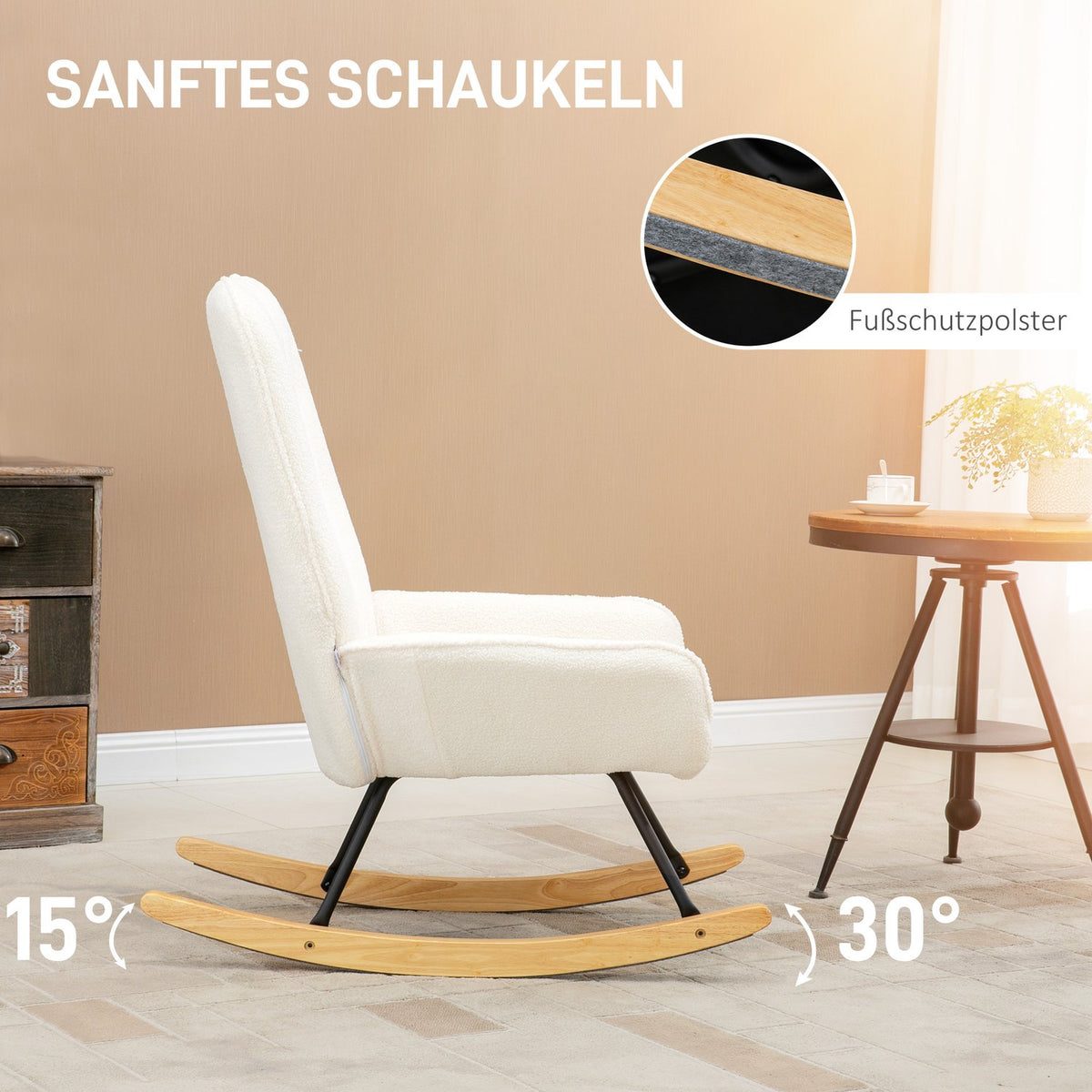 Rocking Chair, Comfortable Swing Chair With Sherpa Fleece, For Bedrooms And Children'S Rooms, Up To 150 Kg, 63X95X97Cm
