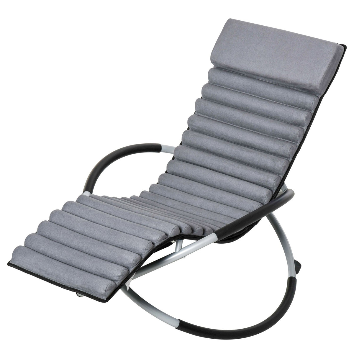 Rocking Chair Ergonomic 2 In 1 Swing Chair Garden Chair Rocking Lounger Metal Textline Spherical Dark Gray 145 X 74 X 88 Cm