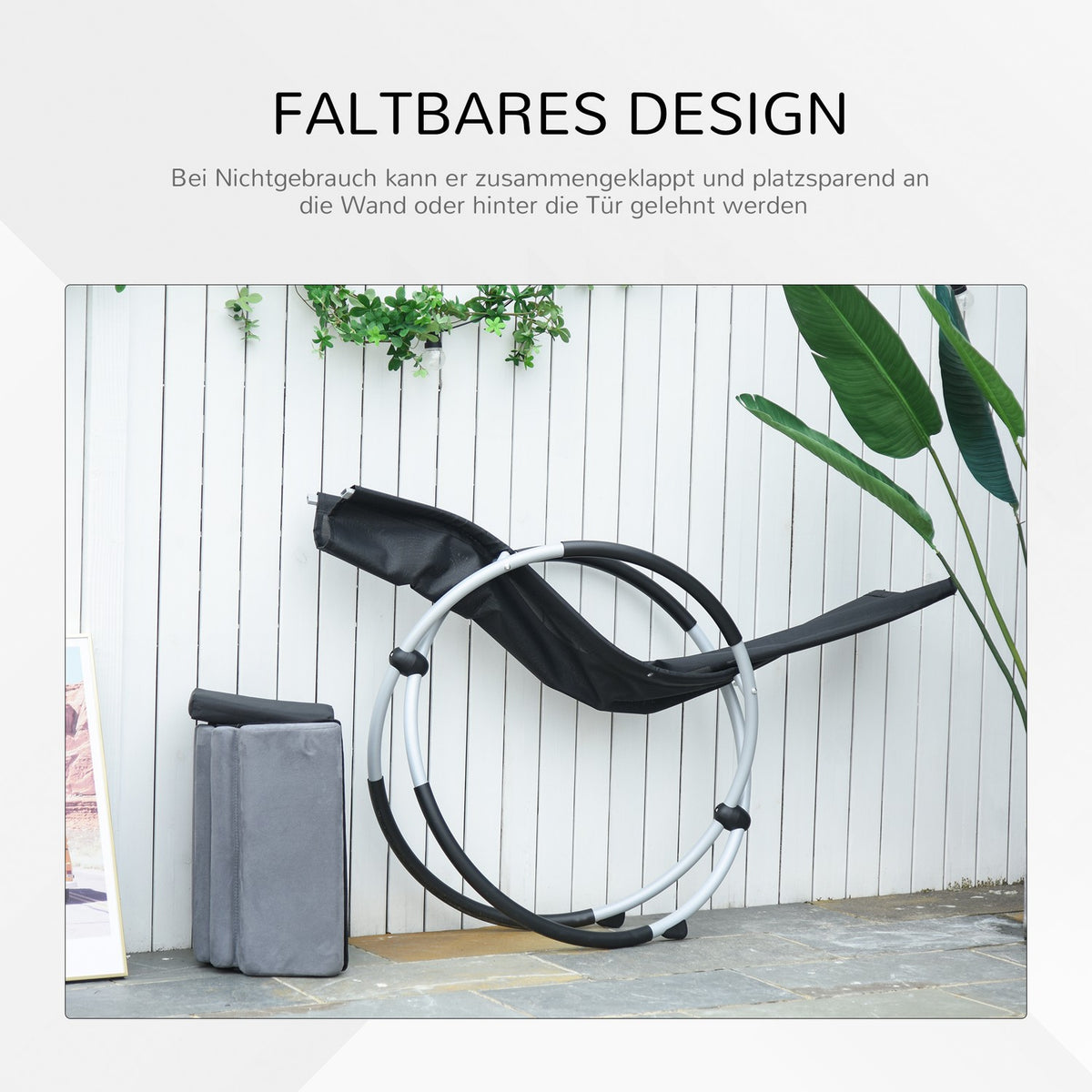 Rocking Chair Ergonomic 2 In 1 Swing Chair Garden Chair Rocking Lounger Metal Textline Spherical Dark Gray 145 X 74 X 88 Cm
