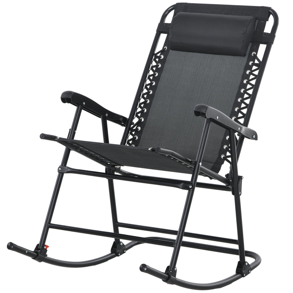 Rocking Chair Folding Garden Chair Swing Chair Pillow Up To 120Kg Garden Balcony Mesh Black 95X64X106Cm