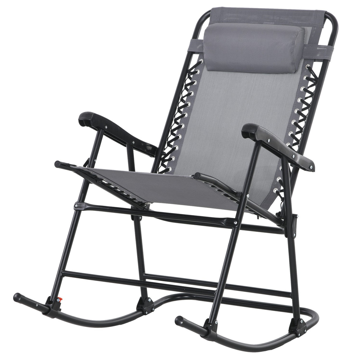 Rocking Chair Folding Garden Chair Swing Chair Pillow Up To 120Kg Garden Balcony Mesh Light Gray 95X64X106Cm