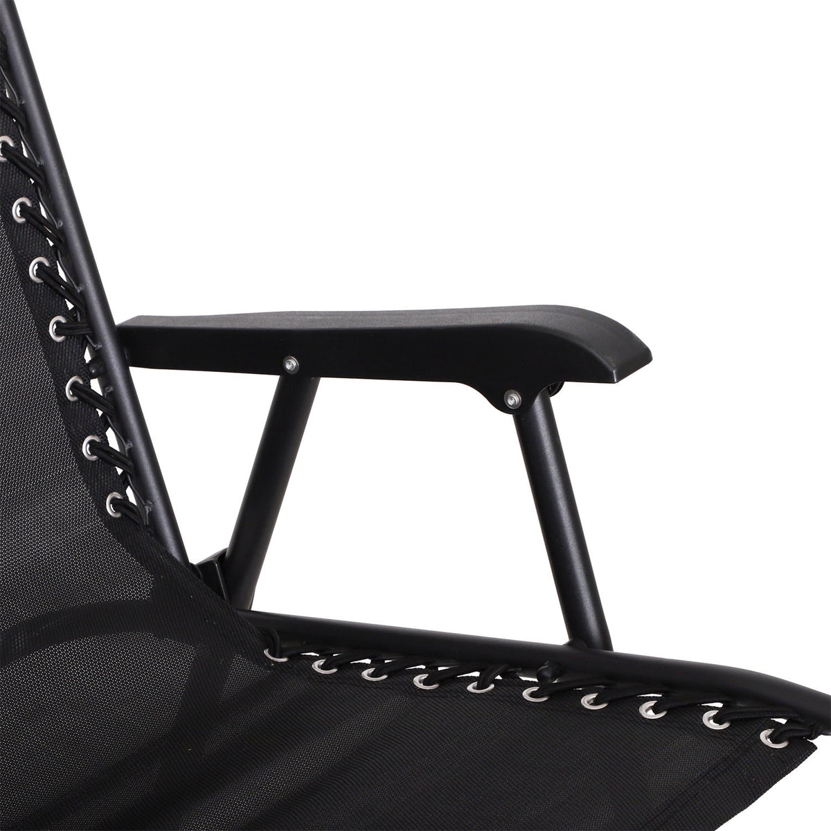 Rocking Chair, Folding Rocking Lounger, Garden Lounger, Swing Lounger, Rocking Chair With Pillow, Steel + Textline, Black Up To 120 Kg