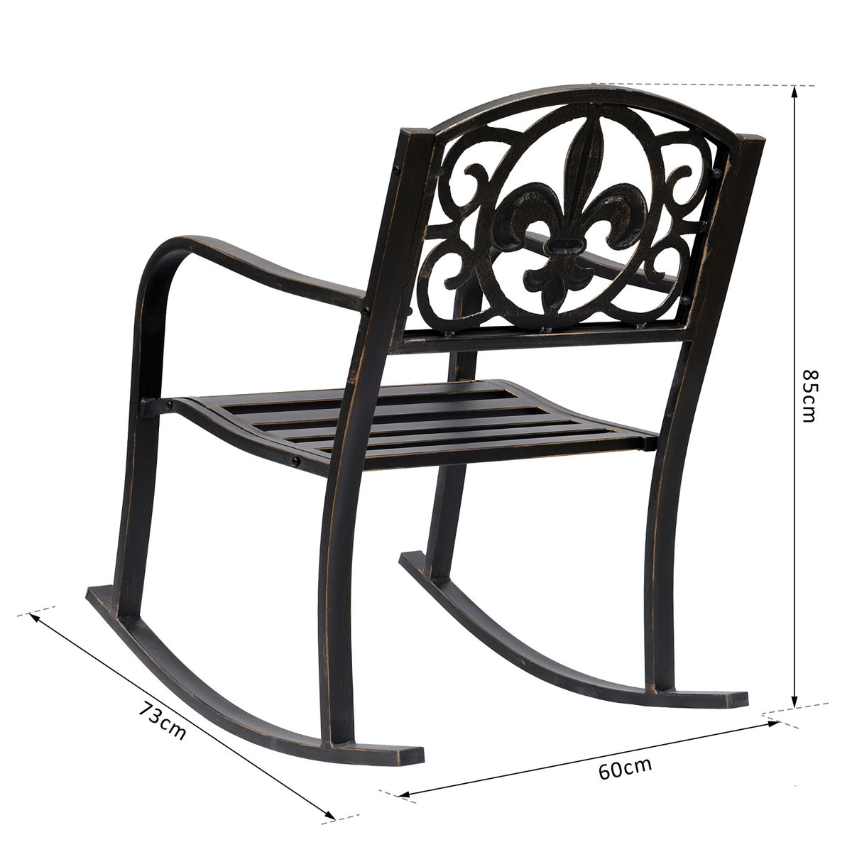 Rocking Chair Garden Chair Antique Design Metal Bronze