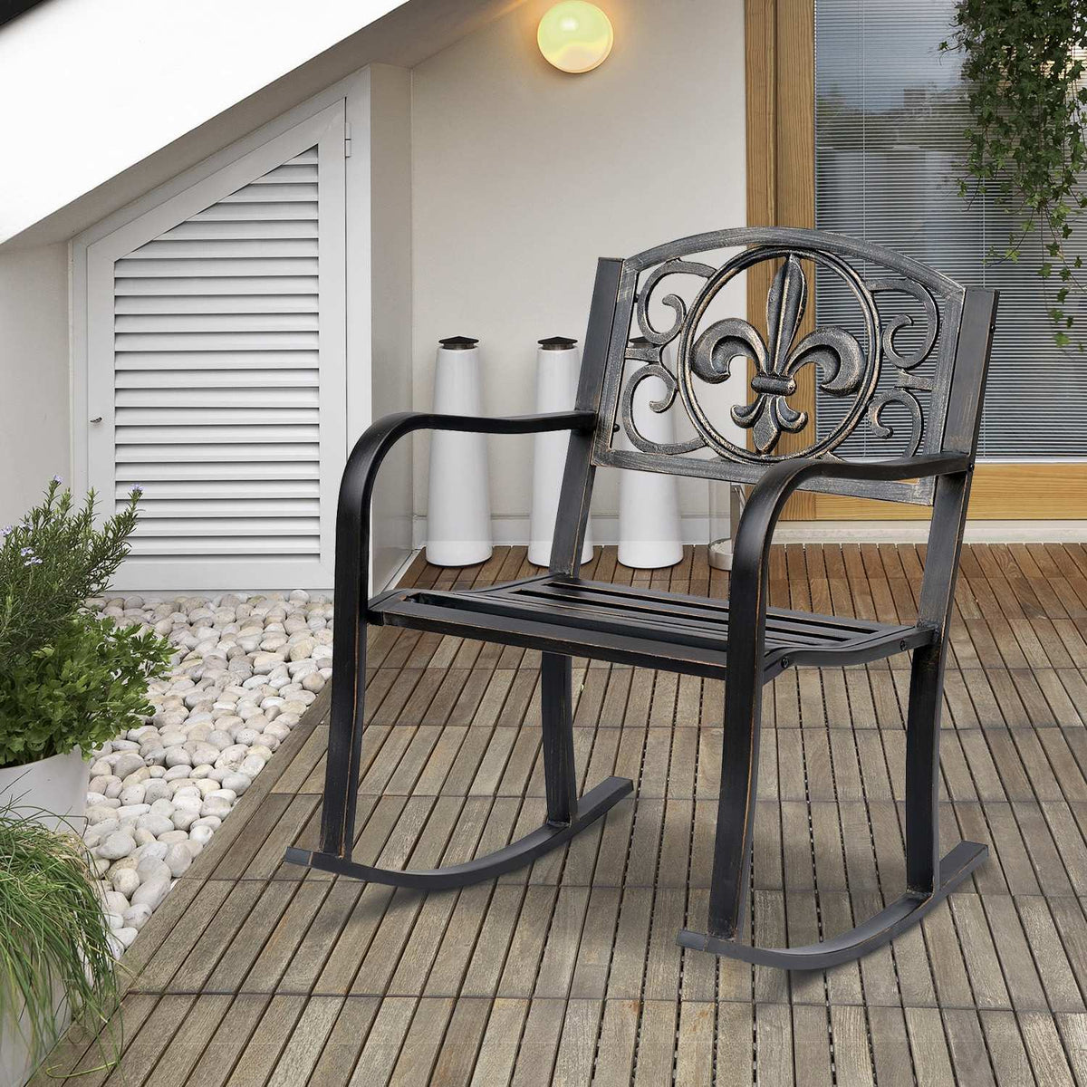 Rocking Chair Garden Chair Antique Design Metal Bronze