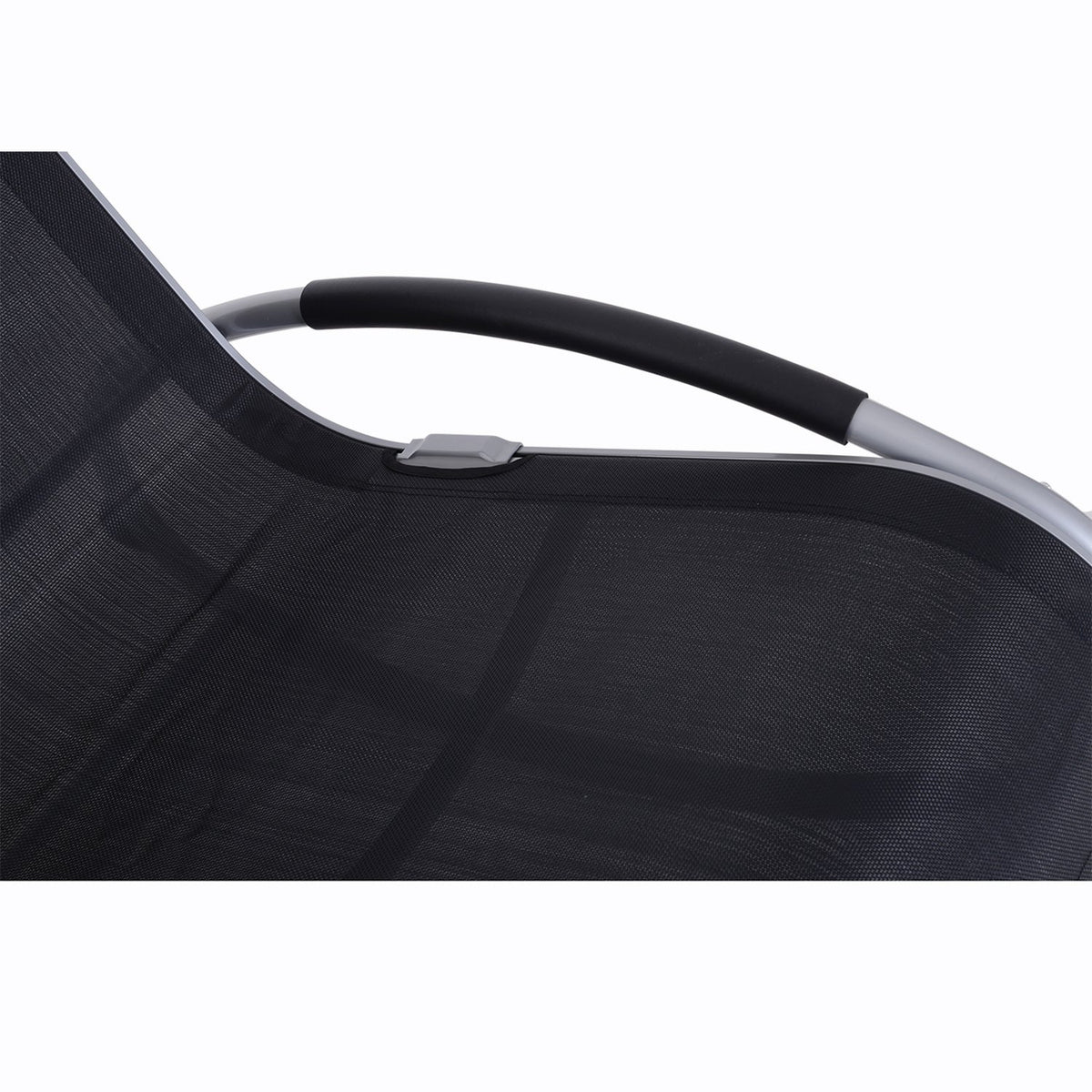 Rocking Chair, Garden Lounger, Swing Lounger With Pillow, Weatherproof, Aluminum + Text Line, Black, Up To 120 Kg, 120 X 61 X 88 Cm