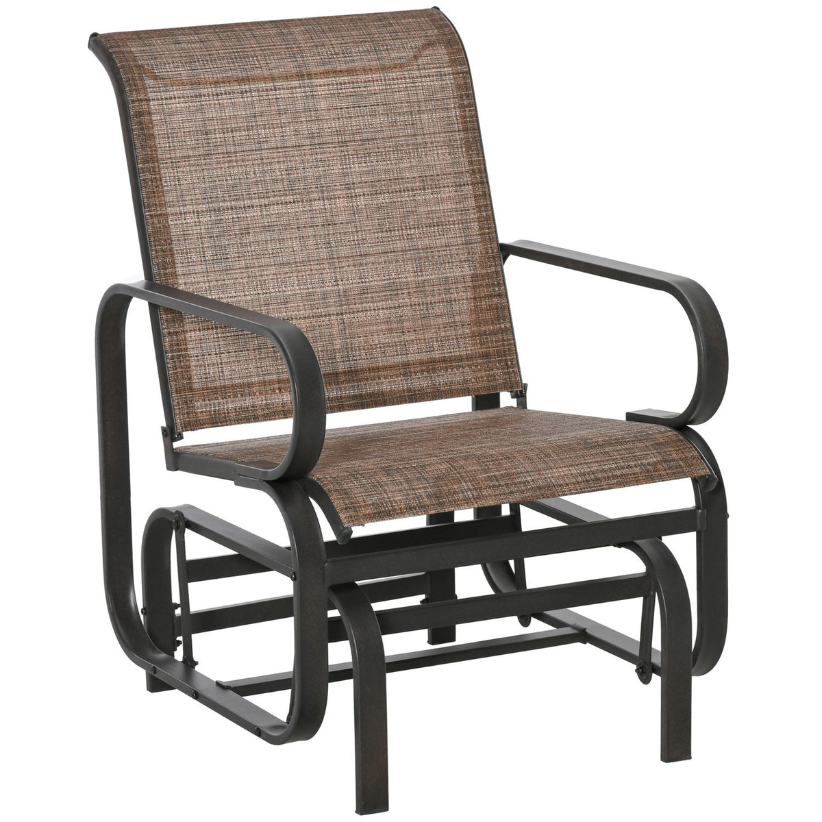 Rocking Chair Garden Relax Chair Garden Swing Steel Textline Brown 62X75X91.5Cm