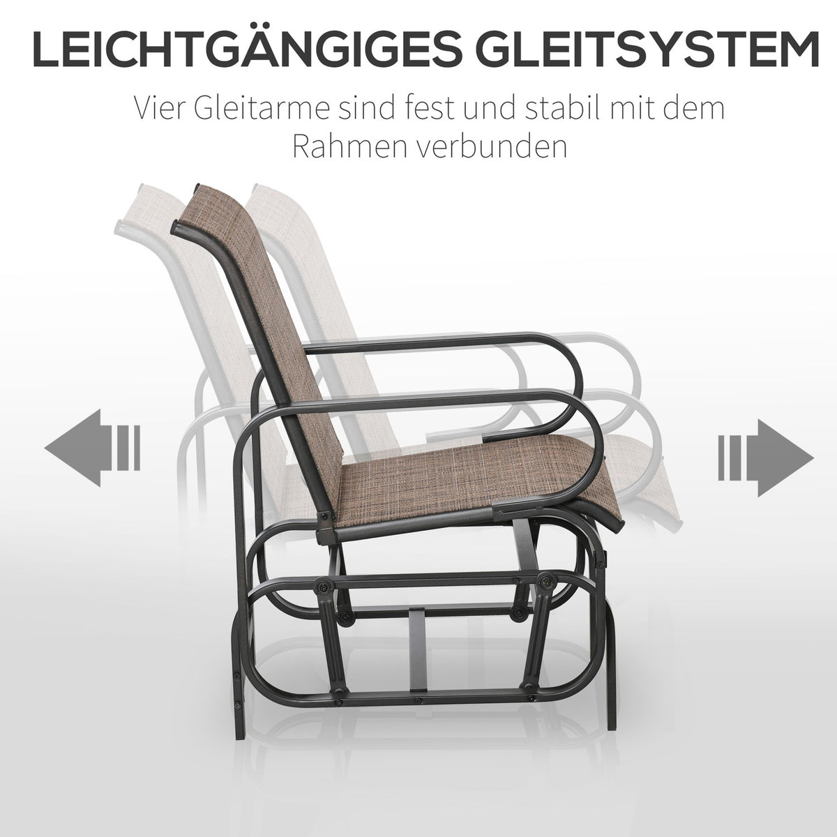 Rocking Chair Garden Relax Chair Garden Swing Steel Textline Brown 62X75X91.5Cm