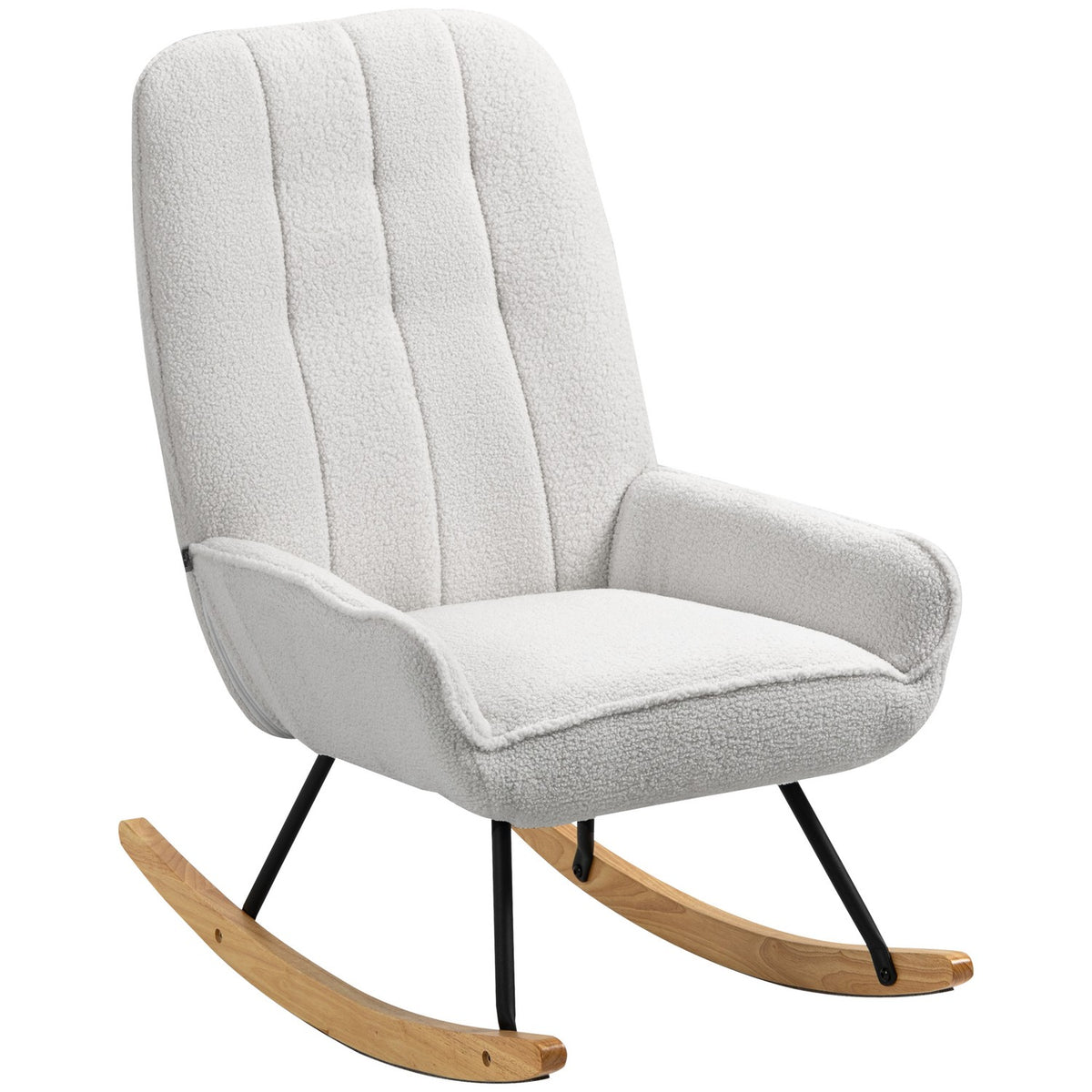 Rocking Chair, Padded Rocking Chair, Relaxation Chair, Load-Bearing Capacity Up To 150 Kg, Relaxation Chair, Sherpa Fleece, Grey