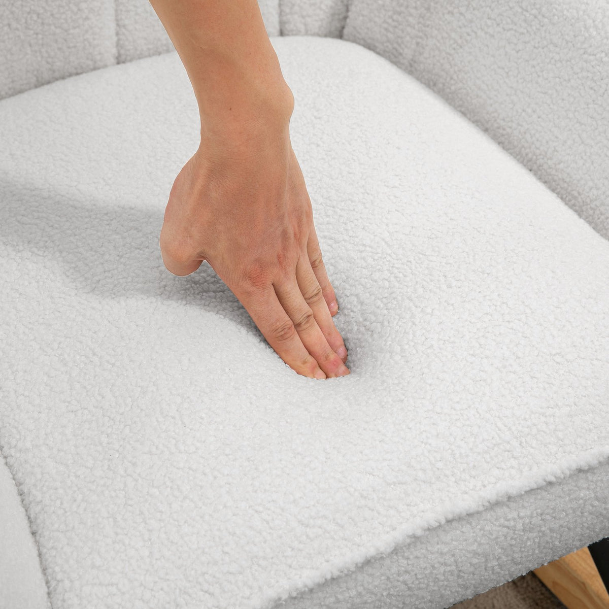 Rocking Chair, Padded Rocking Chair, Relaxation Chair, Load-Bearing Capacity Up To 150 Kg, Relaxation Chair, Sherpa Fleece, Grey