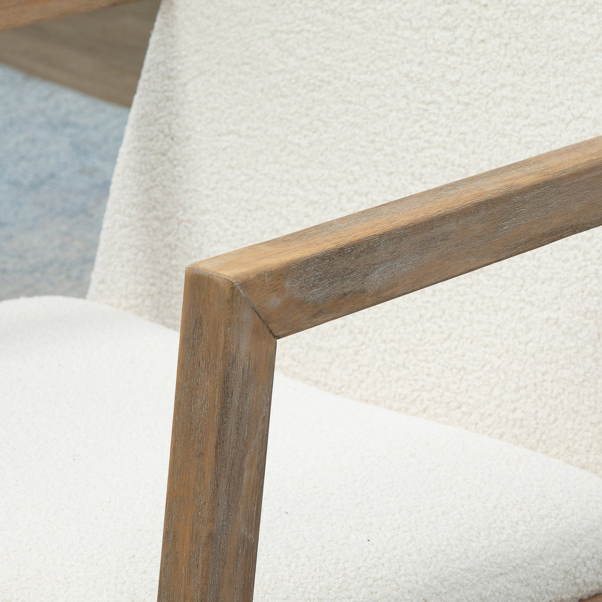 Rocking Chair Relax Chair With Wooden Frame Padded Lounge Rubber Wood Cream White
