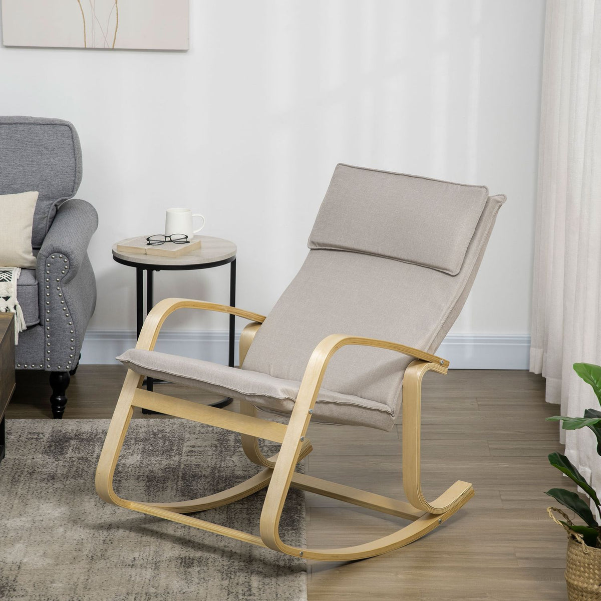 Rocking Chair, Relaxation Chair With Rocking Function, Swing Chair For Living Room, Polyester Cover, 120Kg Load Capacity, 67X95X95Cm