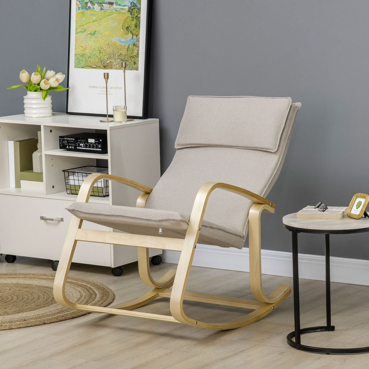 Rocking Chair, Relaxation Chair With Rocking Function, Swing Chair For Living Room, Polyester Cover, 120Kg Load Capacity, 67X95X95Cm