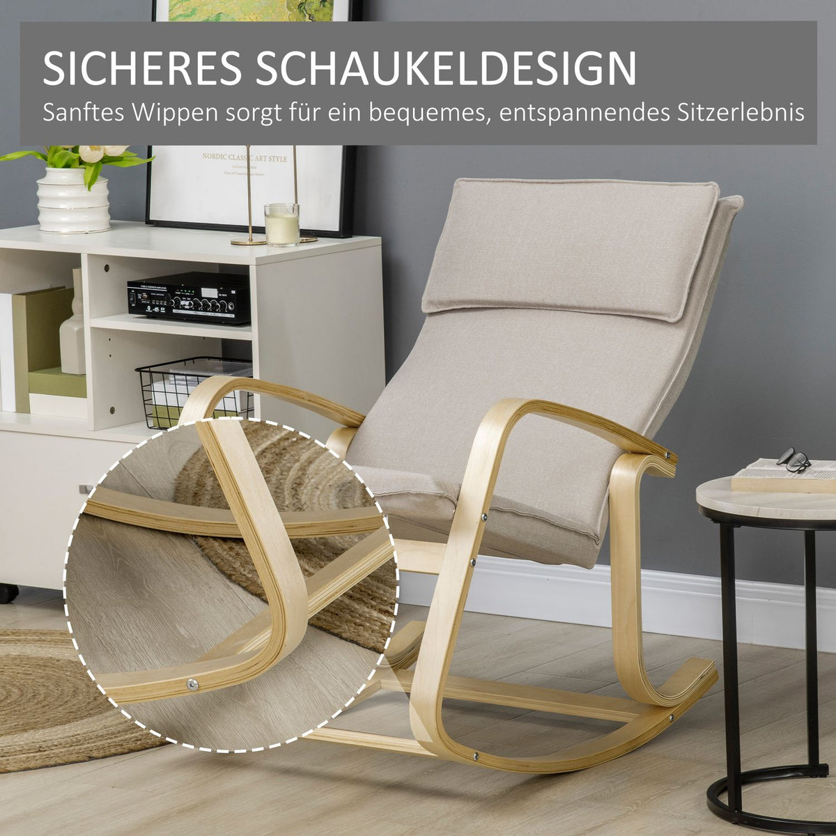 Rocking Chair, Relaxation Chair With Rocking Function, Swing Chair For Living Room, Polyester Cover, 120Kg Load Capacity, 67X95X95Cm