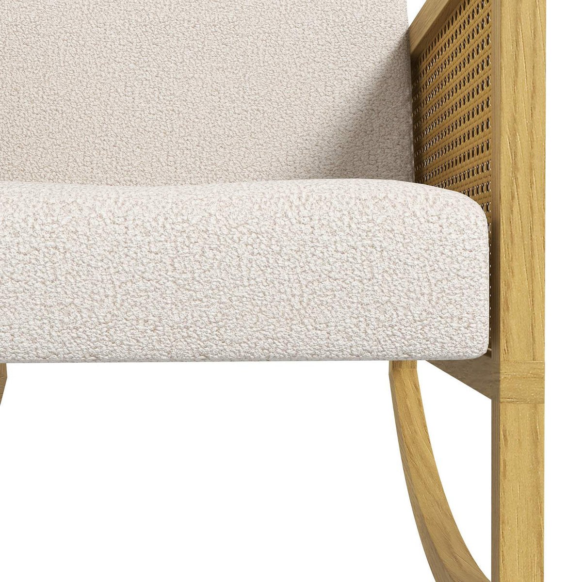 Rocking Chair, Rocking Chair With Rattan Decor, Swing Chair, Relaxation Chair With Soft Padding, Living Room Chair With Cashmere Look