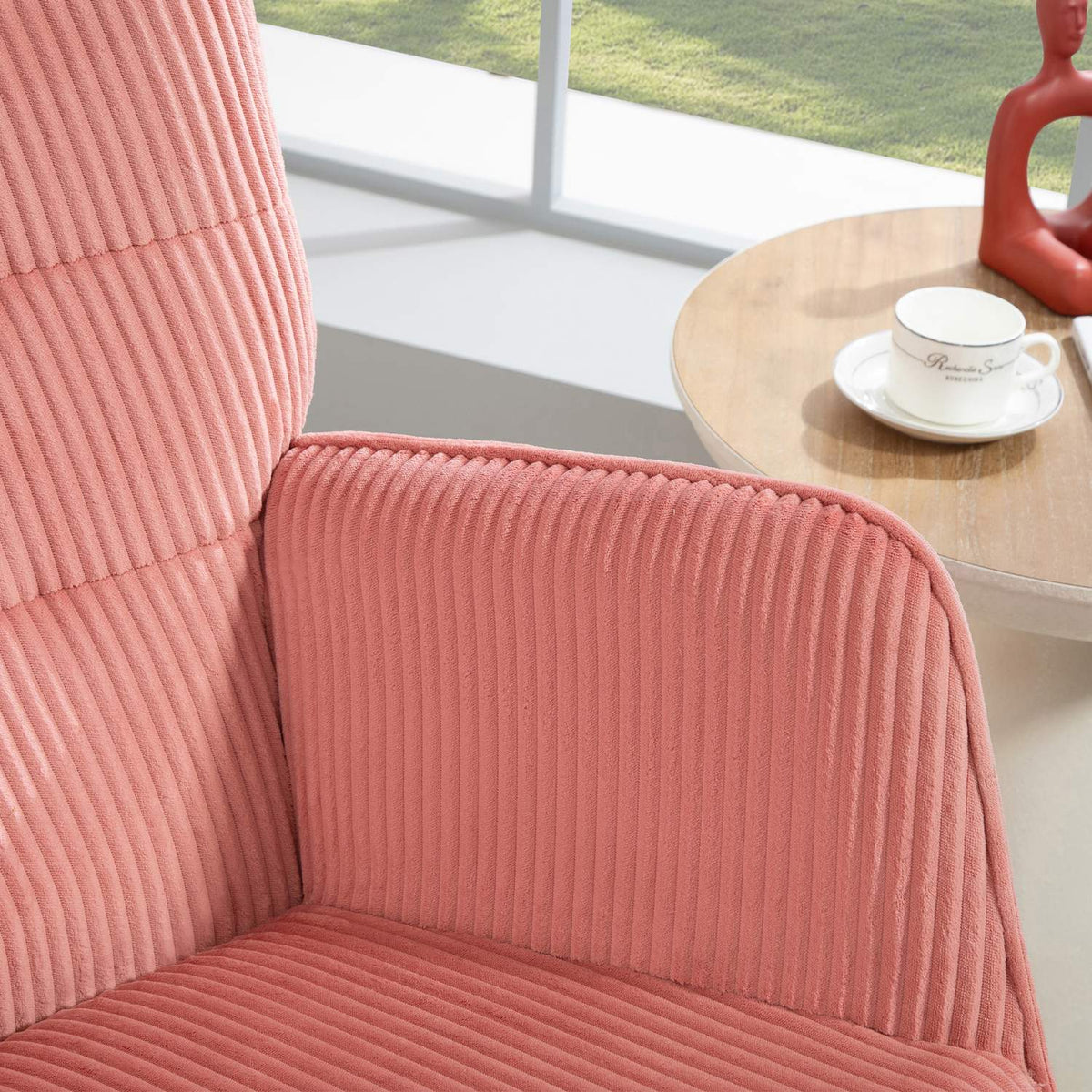 Rocking Chair, Rocking Chair with Cord Look, Armrest, Armchair with Wooden Runners, Relaxation Chair for Living Room, Bedroom, Pink