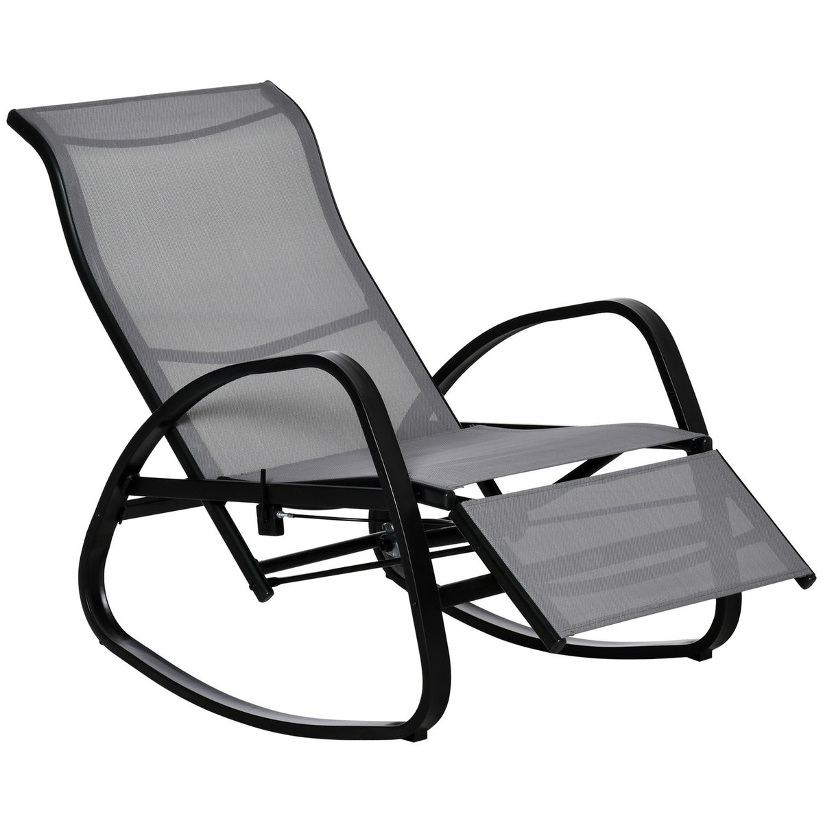 Rocking Chair Rocking Lounger With Backrest Garden Lounger Swing Lounger With Footrest Adjustable Up To 160 Kg Textline Gray 90 X 64 X 96.5 Cm