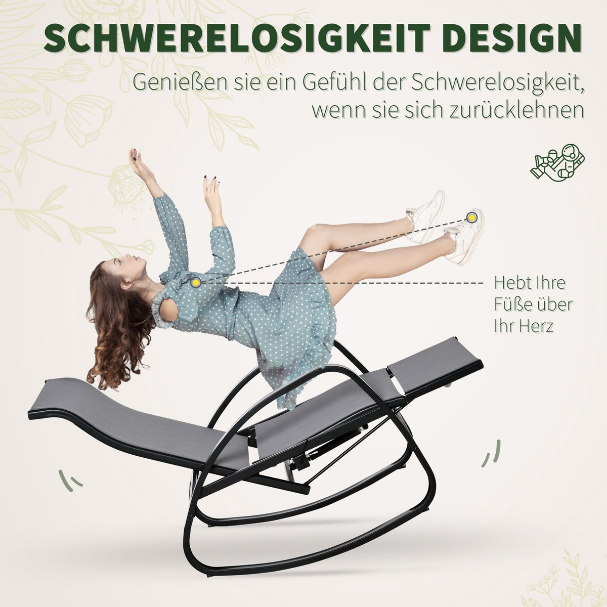 Rocking Chair Rocking Lounger With Backrest Garden Lounger Swing Lounger With Footrest Adjustable Up To 160 Kg Textline Gray 90 X 64 X 96.5 Cm