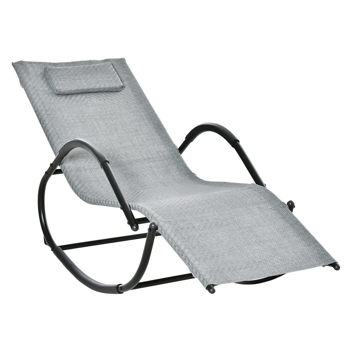 Rocking Chair Rocking Lounger With Pillow Garden Lounger Swing Lounger Holds Up To 160 Kg Textline Gray 61 X 160 X 79 Cm