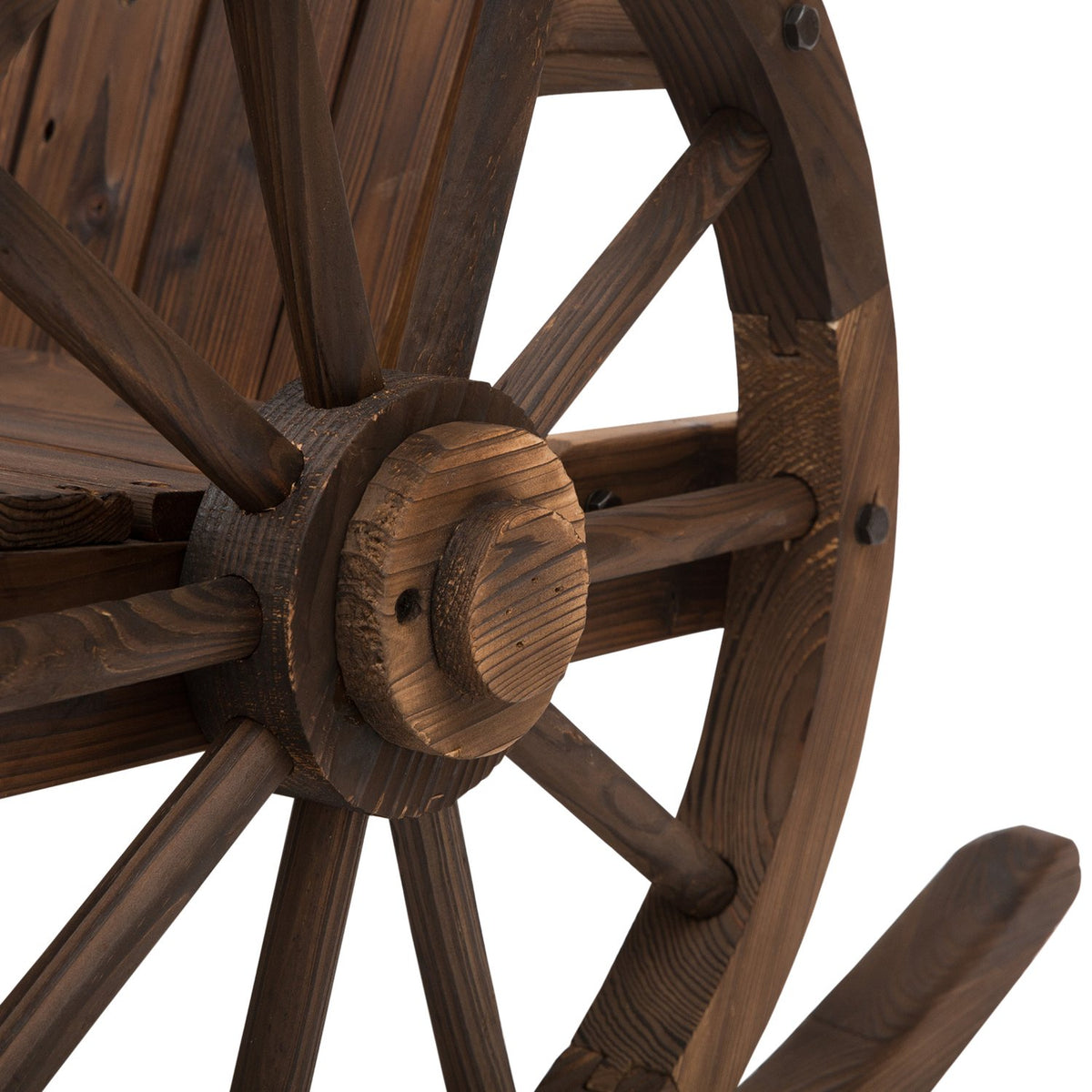Rocking Chair, Rustic Relax Chair, Garden Chair With Wheel Design, Swing Chair, Solid Wood, Dark Brown, 68 X 88 X 92 Cm