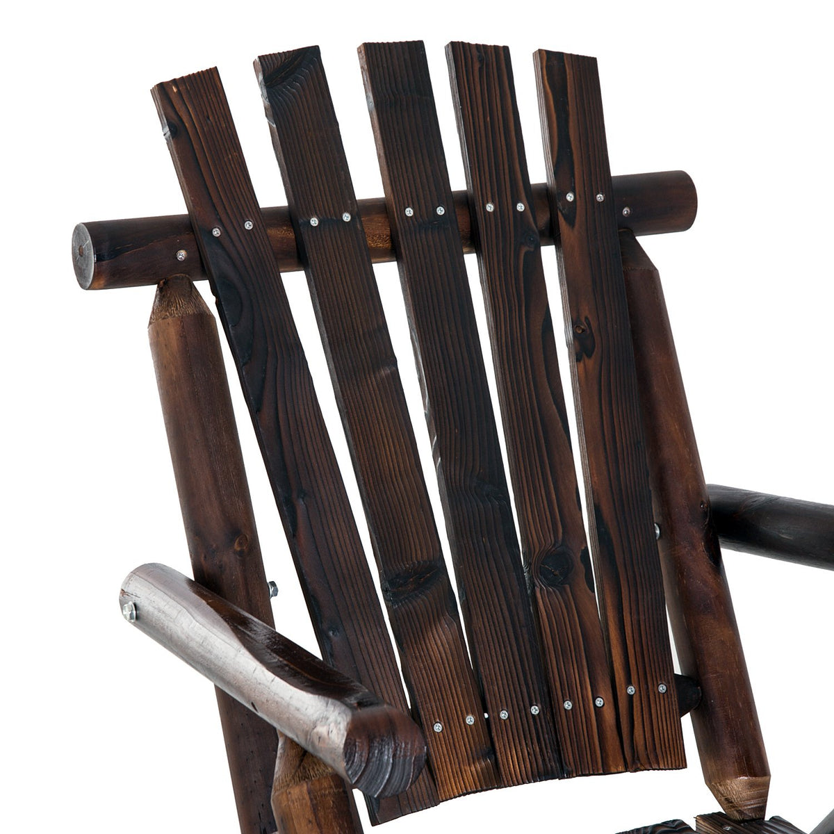 Rocking Chair With Armrest, Weatherproof, Solid Charred Wood, 97 X 69 X 93Cm