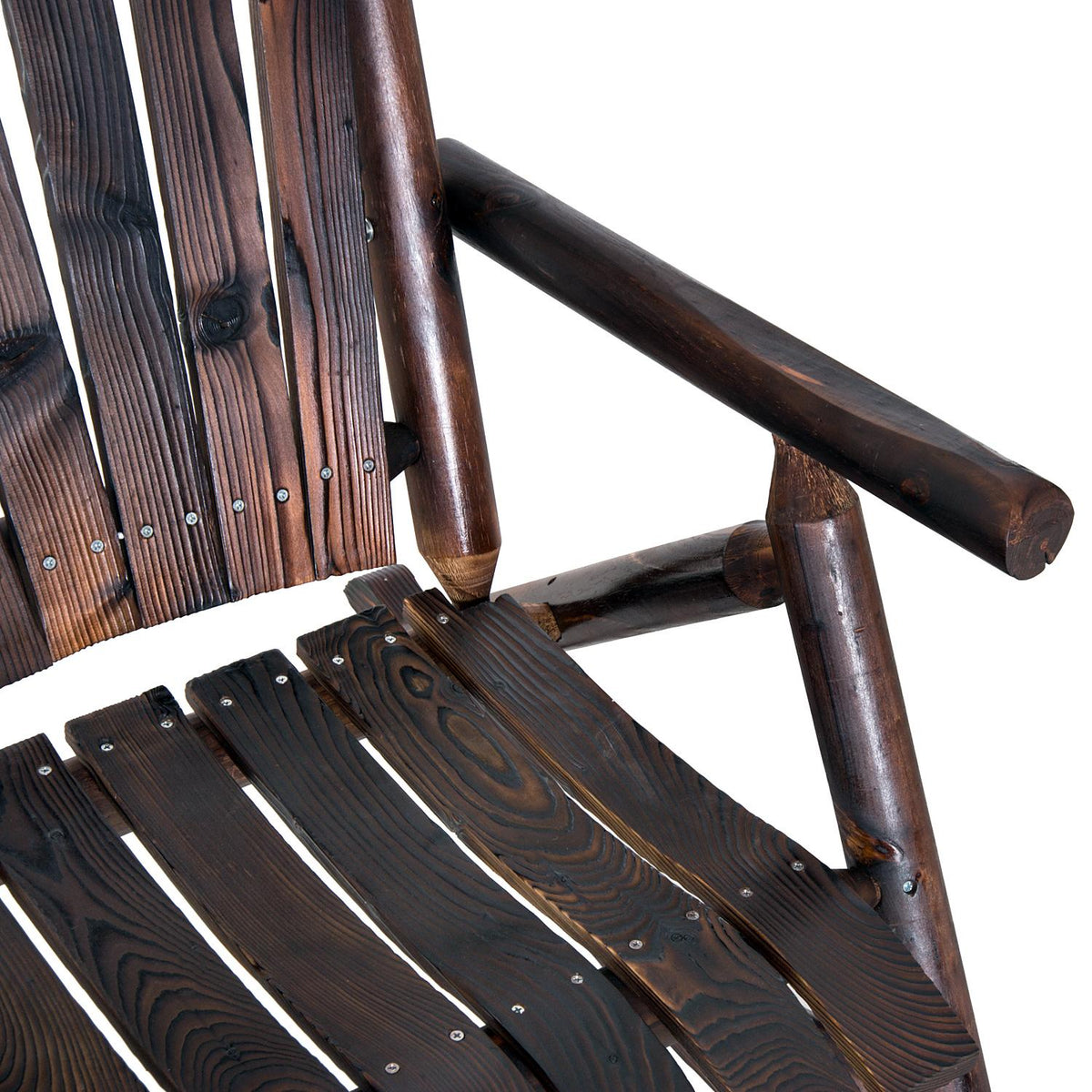 Rocking Chair With Armrest, Weatherproof, Solid Charred Wood, 97 X 69 X 93Cm