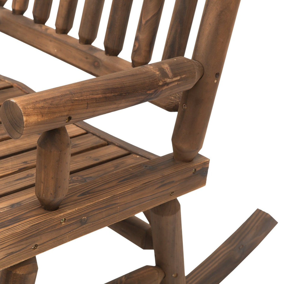 Rocking Chair With Armrests, Garden Chair, Swing Chair, Solid Wood, Dark Brown, 112 X 67 X 93 Cm