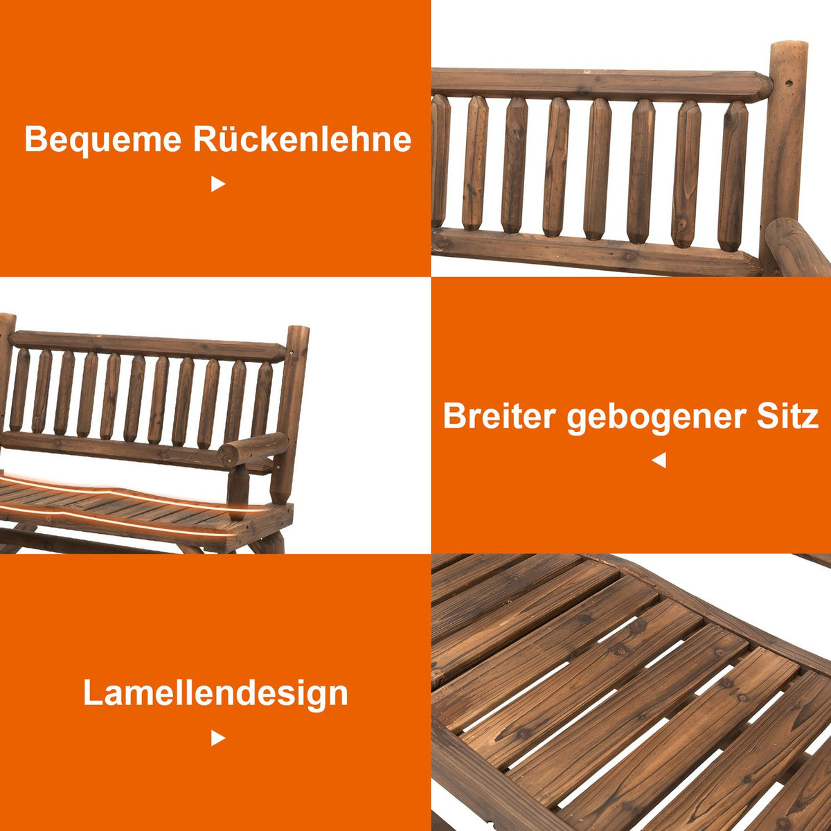 Rocking Chair With Armrests, Garden Chair, Swing Chair, Solid Wood, Dark Brown, 112 X 67 X 93 Cm