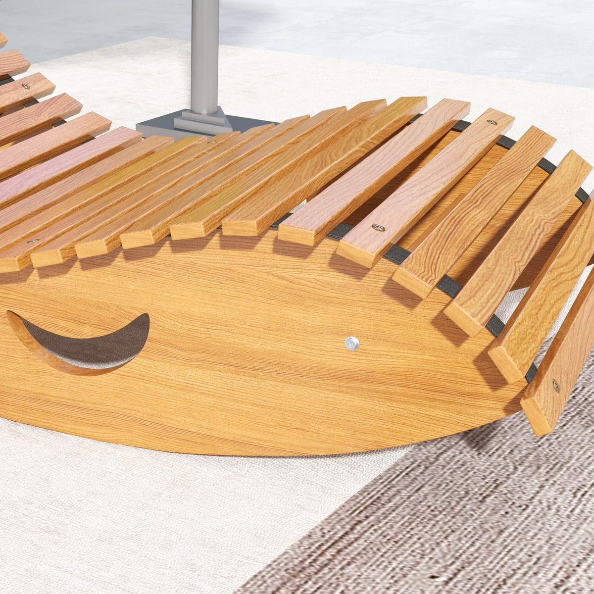Rocking Chair, Wooden Rocking Lounger, Ergonomic Swing Chair With S-Shape, Tip Protection, Load Capacity Up To 120 Kg For Balcony, Teak, 130 X 60 X 60 Cm